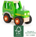 Drevený traktor zelený 1, drevené hračky pre deti