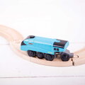 Bigjigs Rail Drevené vláčiky - Elektrická lokomotíva modrá Mallard, 4, hračky pre deti