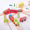 Bigjigs Rail Drevená vláčikodráha - Doprava 122 ks, 4, hračky pre deti