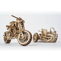 Ugears 3D mechanické puzzle - UGR-10 Motorka Scrambler s vozíkom 380 ks, 11, hračky