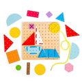 Bigjigs Toys Drevená šnurovacia hra Geometrické tvary, 5, hry pre deti