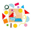 Bigjigs Toys Drevená šnurovacia hra Geometrické tvary, 4, hry pre deti