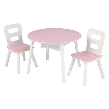 KidKraft Set stôl a 2 stoličky ružovobiely