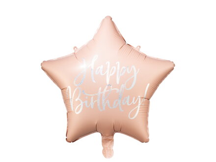 Fóliový balón Happy Birthday, 40 cm, svetloružový