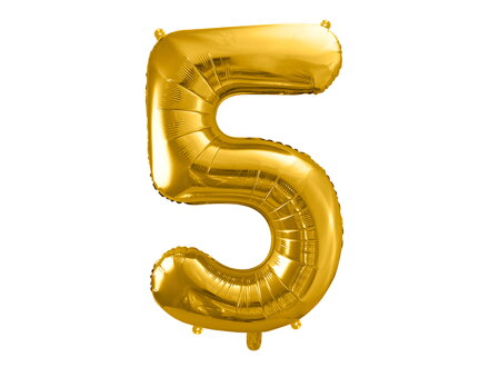Fóliový balón Číslo ''5'', 86 cm, zlatý