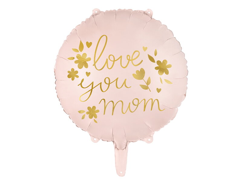 Fóliový balón Love you mom, 45 cm, ružový
