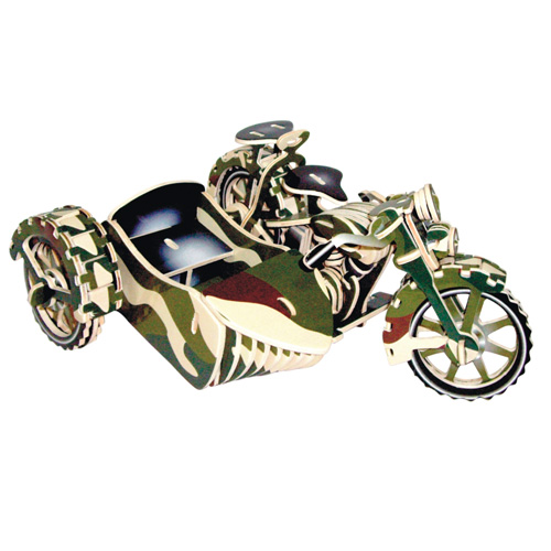 Woodcraft Drevené 3D puzzle Motorka trojkolka farebná PC124