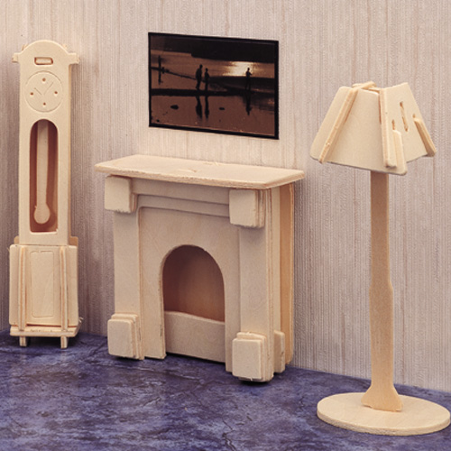 Woodcraft Drevené 3D puzzle Nábytok krb P009