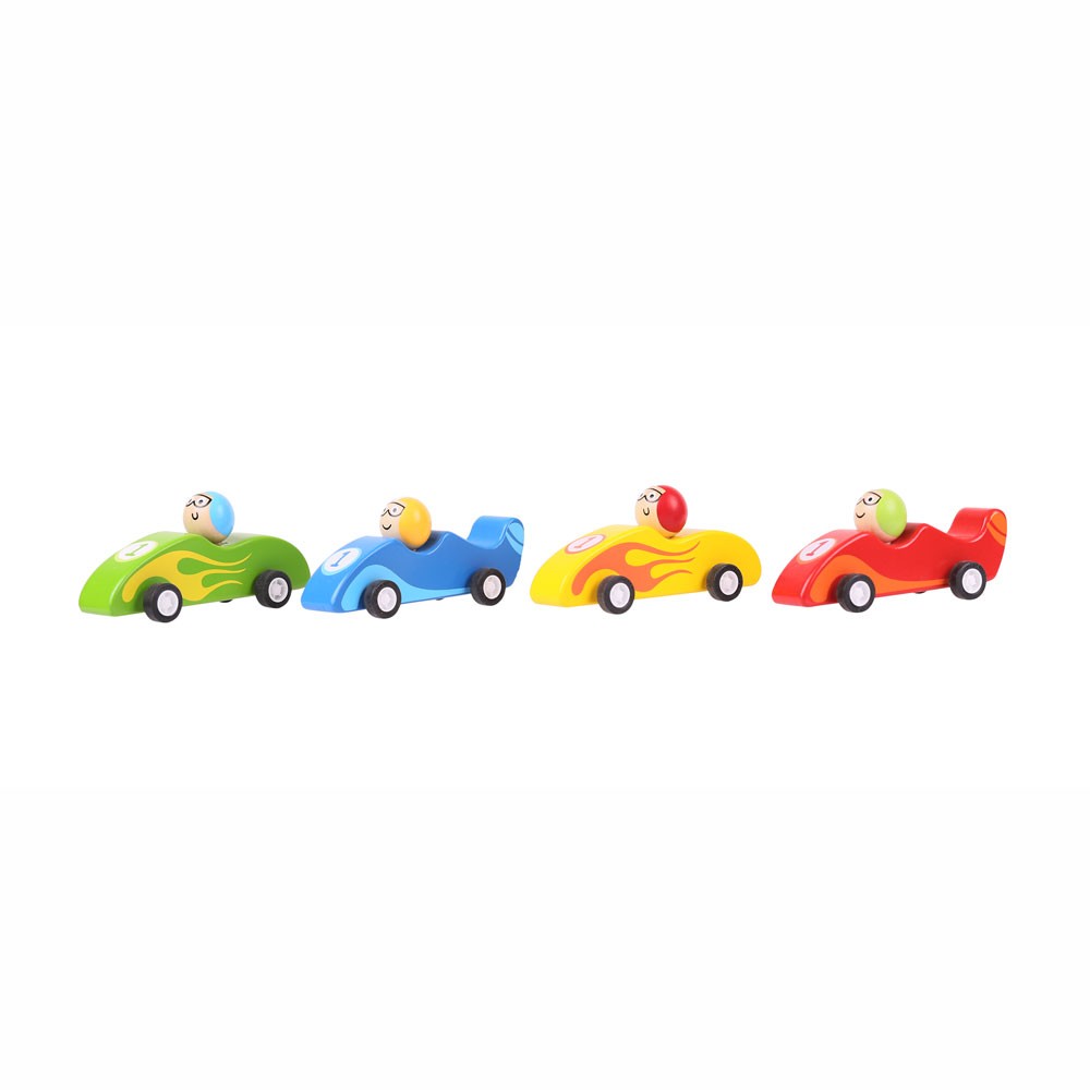 E-shop Bigjigs Toys Farebné pretekárske auto 1 ks