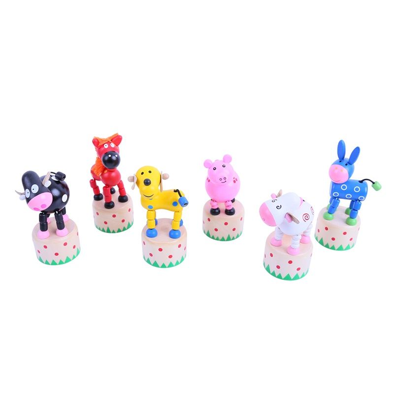 E-shop Bigjigs Toys Drevené stláčacie farmárske zvieratká 1 ks