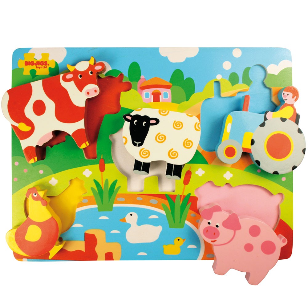 E-shop Bigjigs Toys Drevené vkladacie puzzle - Farma