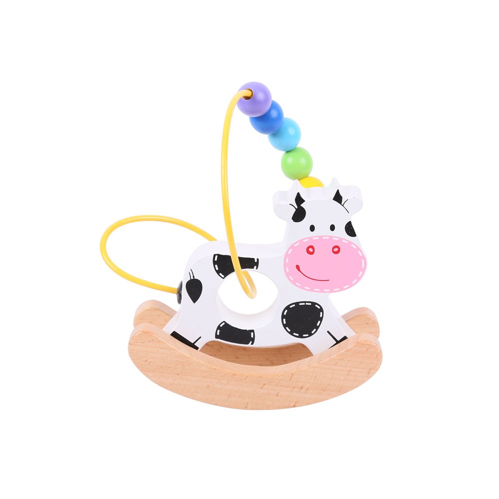E-shop Bigjigs Toys Motorický labyrint na hojdačke - Kravička