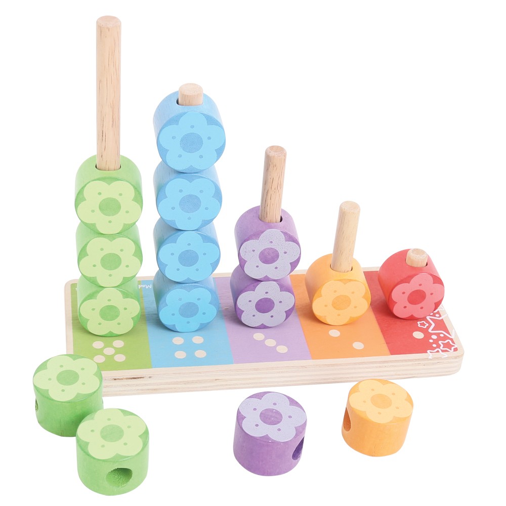 E-shop Bigjigs Toys Nasadzovanie farebných kvetiniek