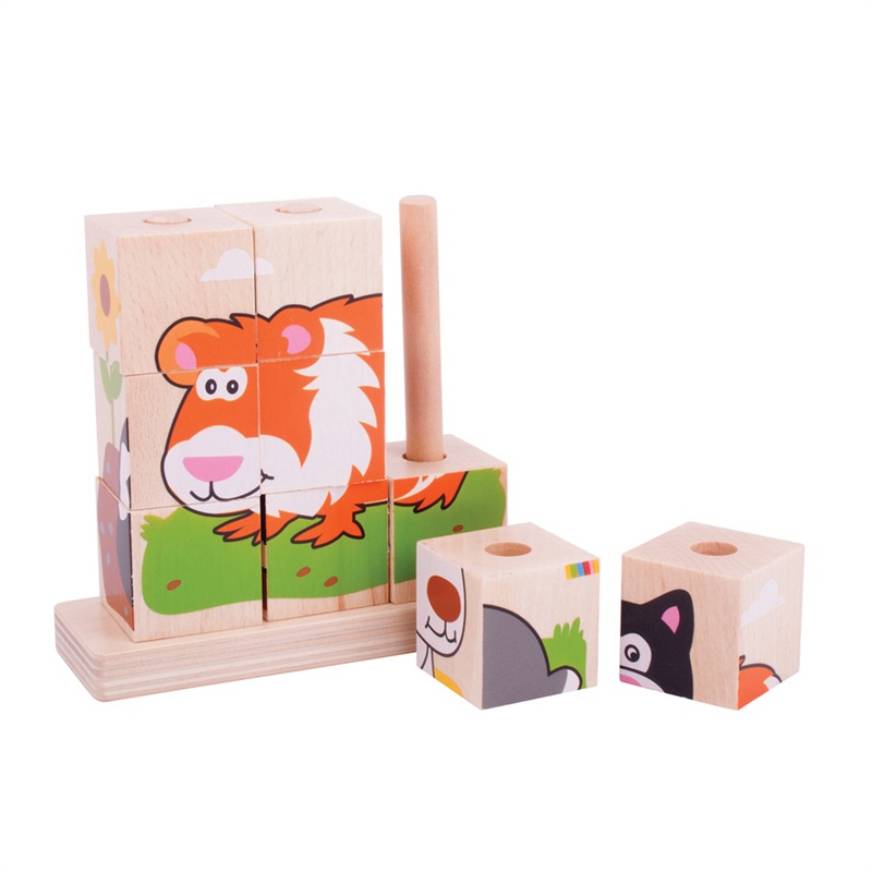 E-shop Bigjigs Toys Nasadzovacie kocky Zvieratká
