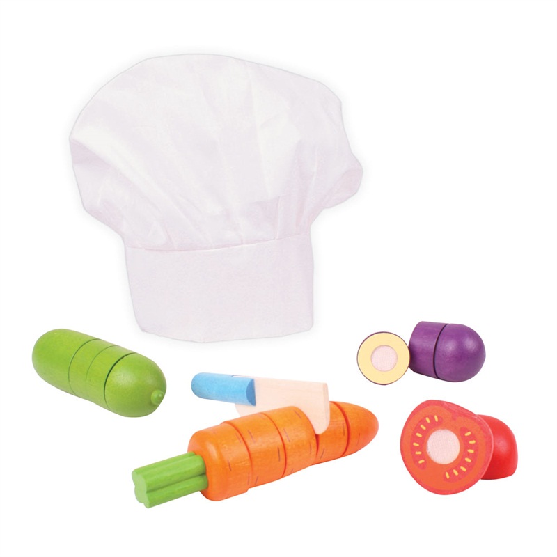 E-shop Bigjigs Toys Drevená zelenina na krájanie s čiapkou