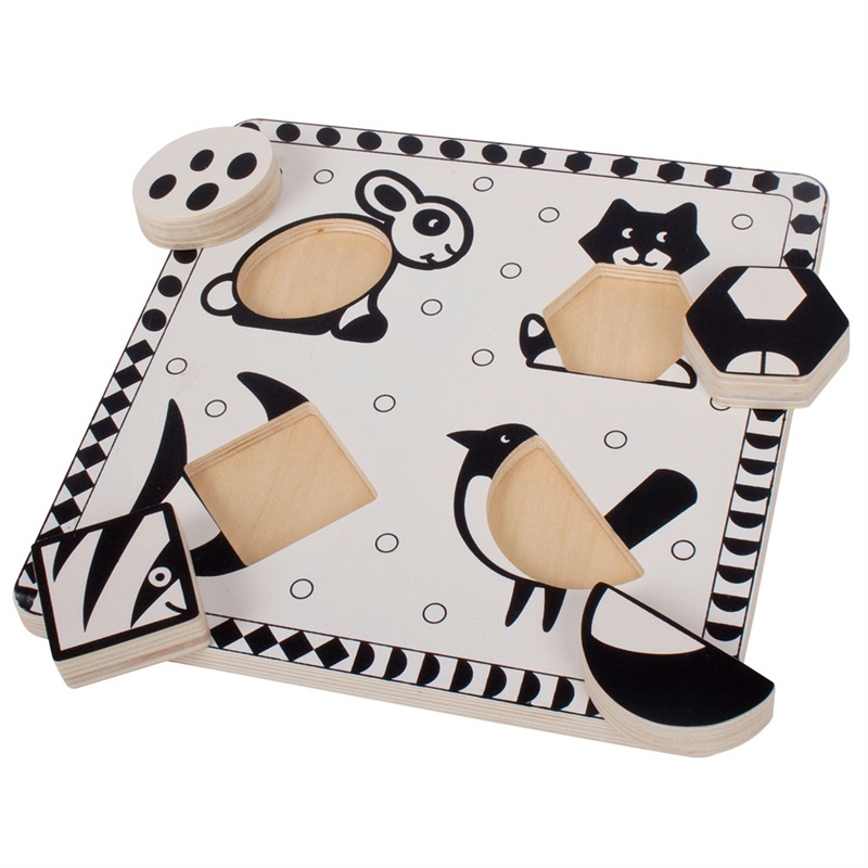 E-shop Bigjigs Toys Vkladacie puzzle - Domáce zvieratá, čiernobiele