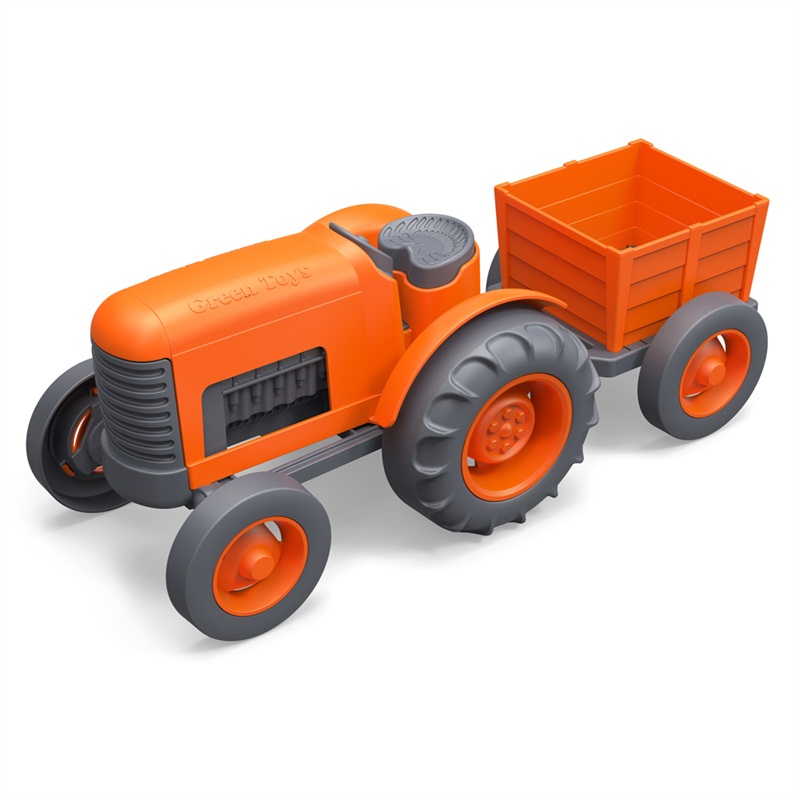 E-shop Green Toys Traktor s vlečkou oranžový