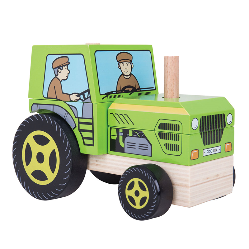 E-shop Bigjigs Toys Drevený traktor na nasadzovanie