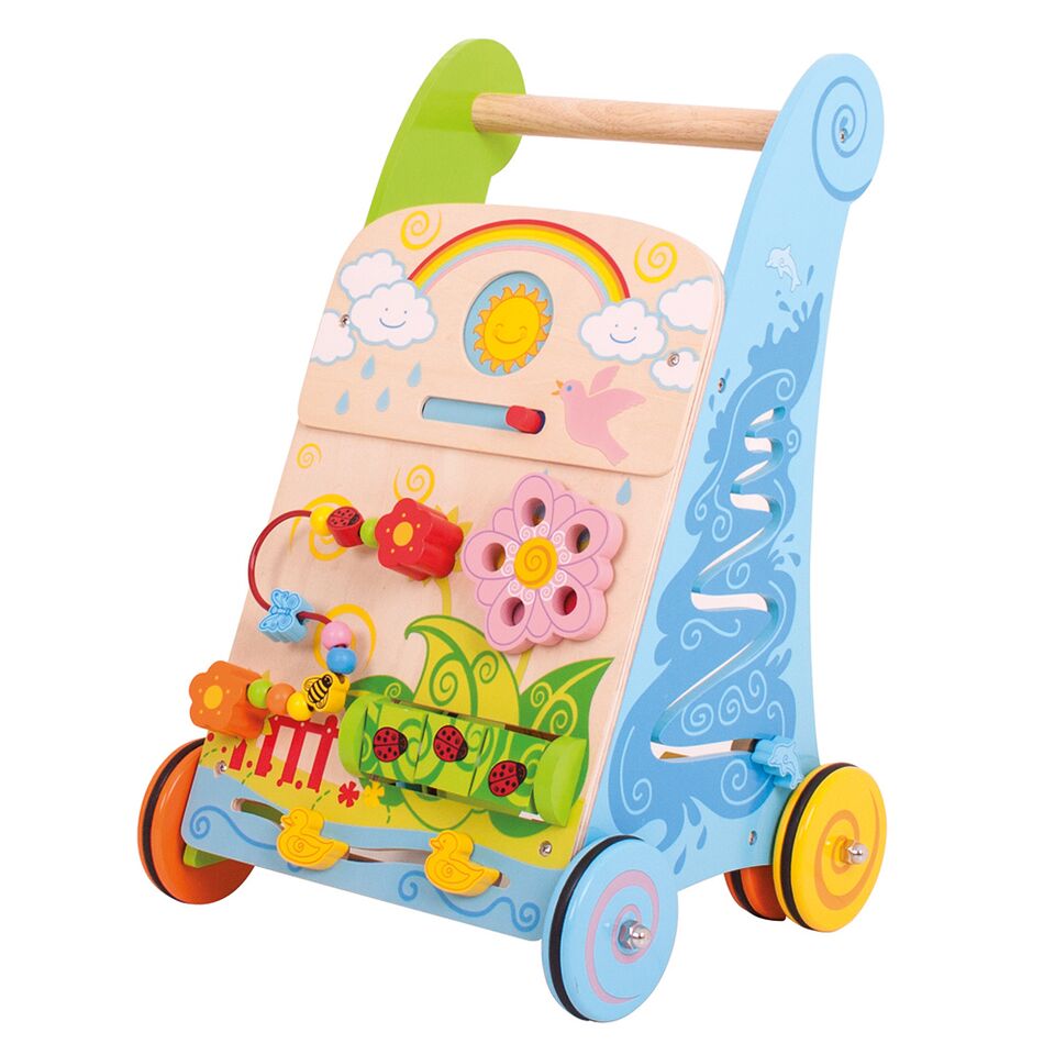 E-shop Bigjigs Toys Drevené aktívne chodítko Záhrada