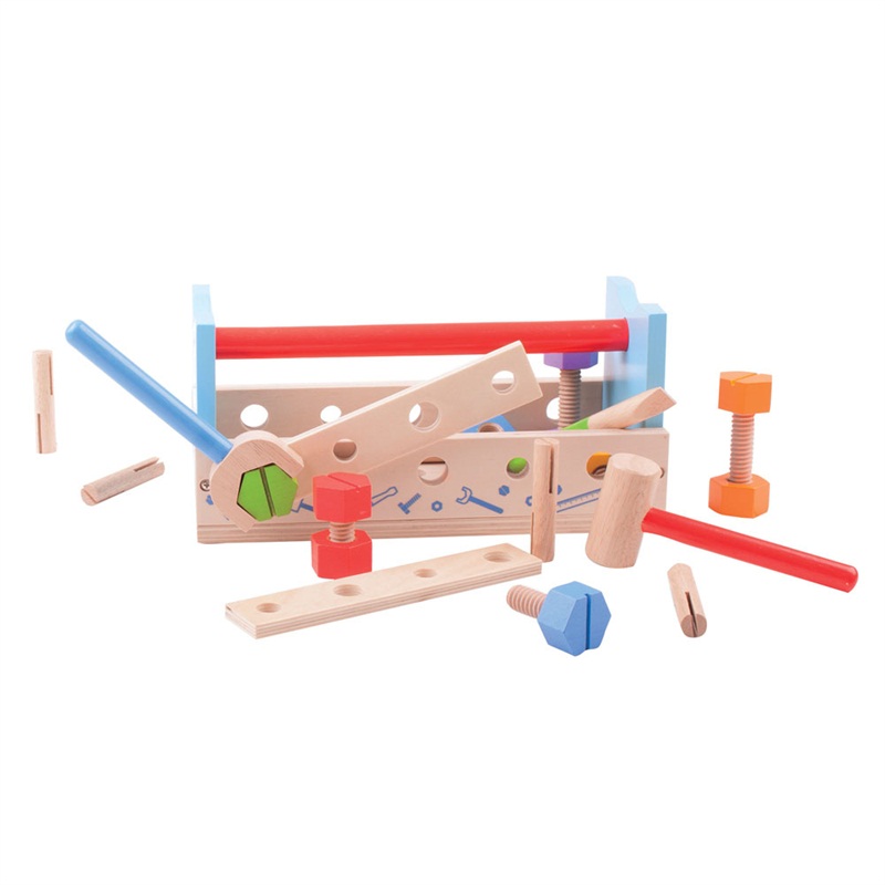 E-shop Bigjigs Toys Moje náradie v prepravke so zatĺkačkou 2v1