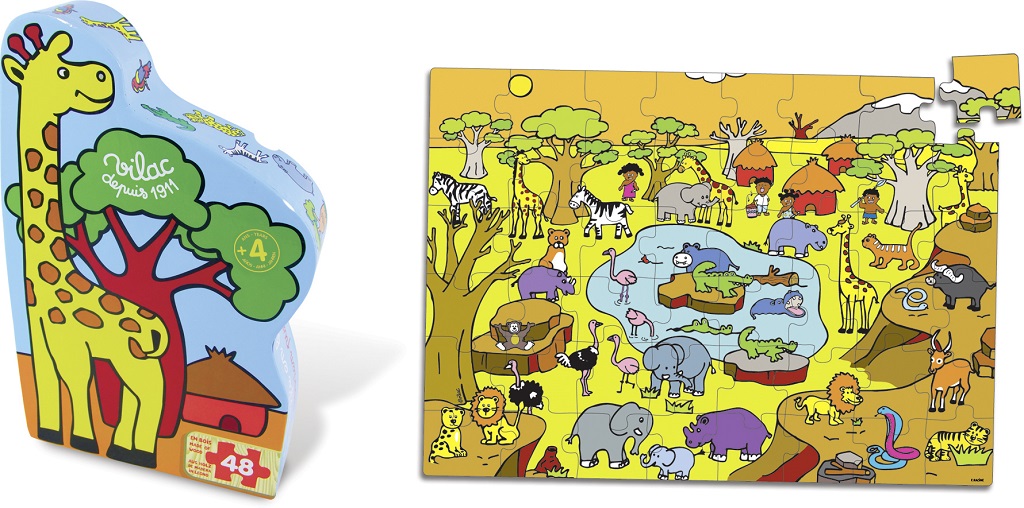 E-shop Vilac Drevené puzzle Savana 48 ks