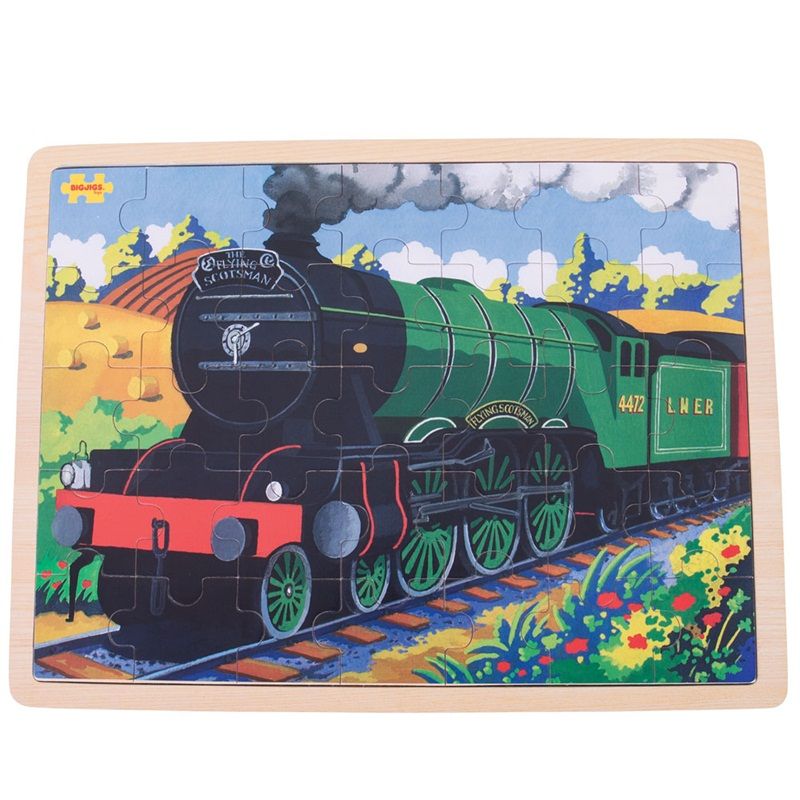 E-shop Bigjigs Toys Drevené puzzle Historický vlak Flying Scotsman 35 ks