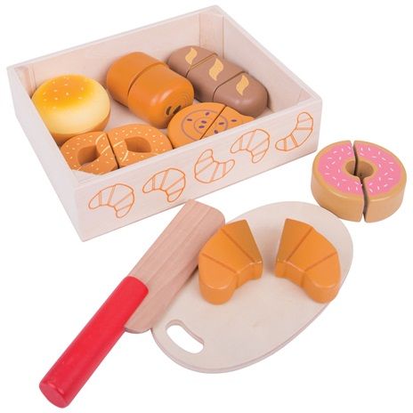 E-shop Bigjigs Toys Drevené potraviny v krabičke - Krájanie pečiva