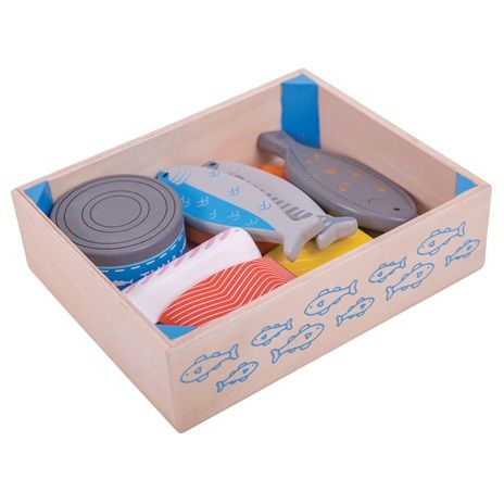 E-shop Bigjigs Toys Drevená prepravka s morskými plodmi