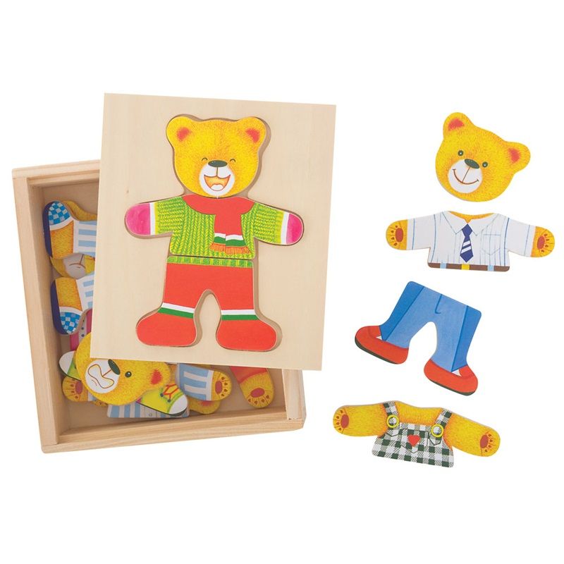 E-shop Bigjigs Toys Drevené obliekacie puzzle - Pán Medveď