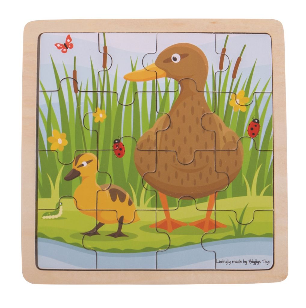E-shop Bigjigs Toys Puzzle - Kačica s kačiatkom 16 ks