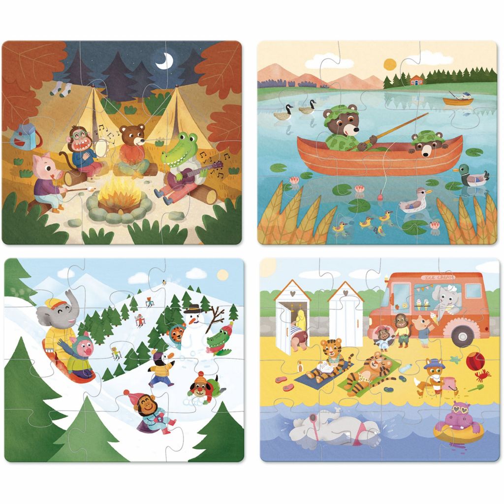 E-shop Vilac Drevené puzzle Prázdniny 4v1