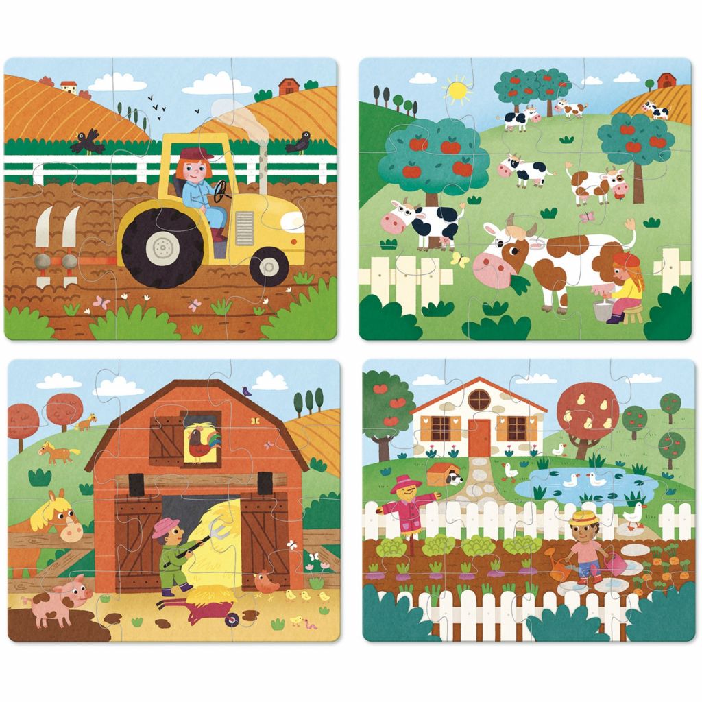 E-shop Vilac Drevené puzzle Farma 4v1