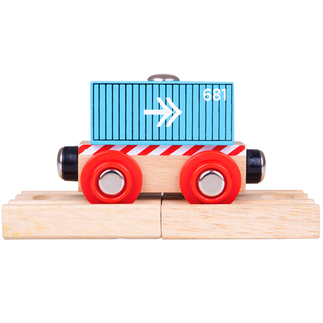 Bigjigs Rail Drevené vláčiky - Vagón modrý kontajner