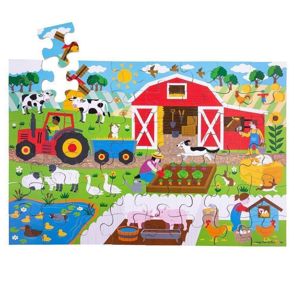 E-shop Bigjigs Toys Podlahové puzzle Farma 48 ks