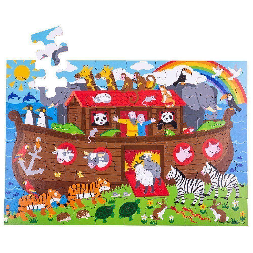 E-shop Bigjigs Toys Podlahové puzzle Noemova archa 48 ks