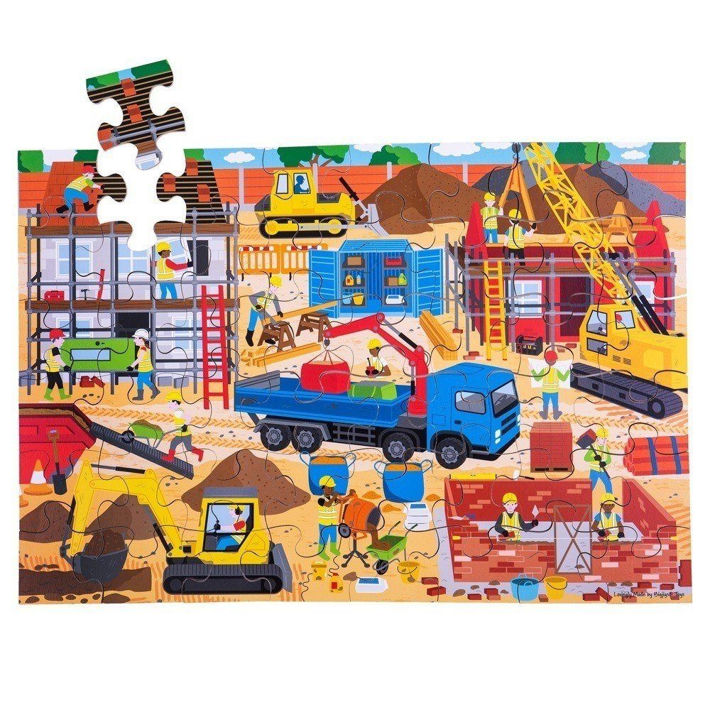 E-shop Bigjigs Toys Podlahové puzzle Stavenisko 48 ks
