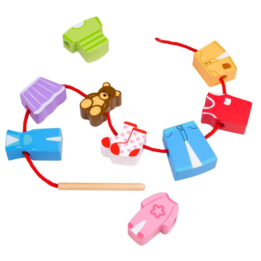 E-shop Bigjigs Toys Navliekanie korálikov oblečenia
