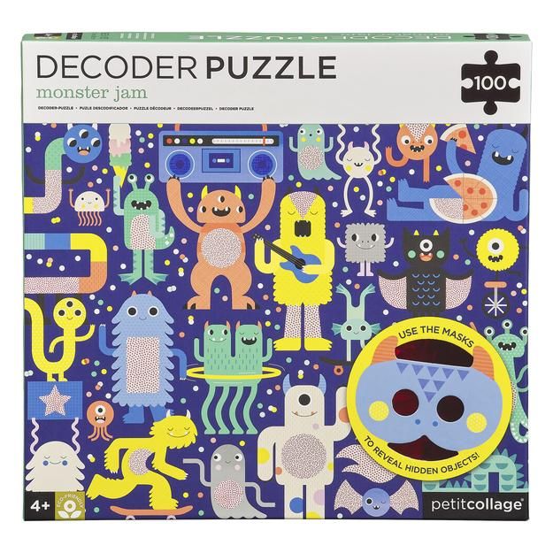 E-shop Petitcollage Puzzle príšerky 100 ks s 3D okuliarmi