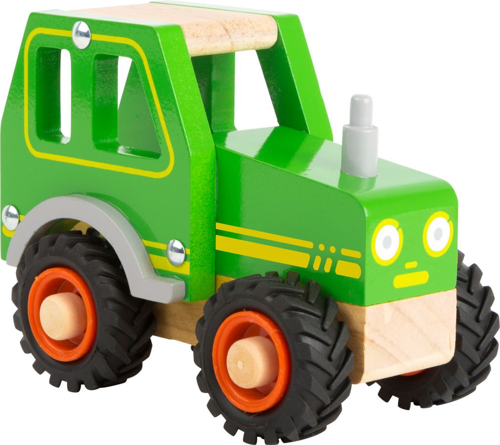 Drevený traktor zelený