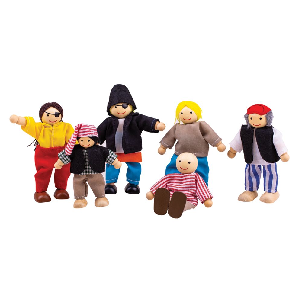 E-shop Bigjigs Toys Bábiky - Set pirátov 6 ks
