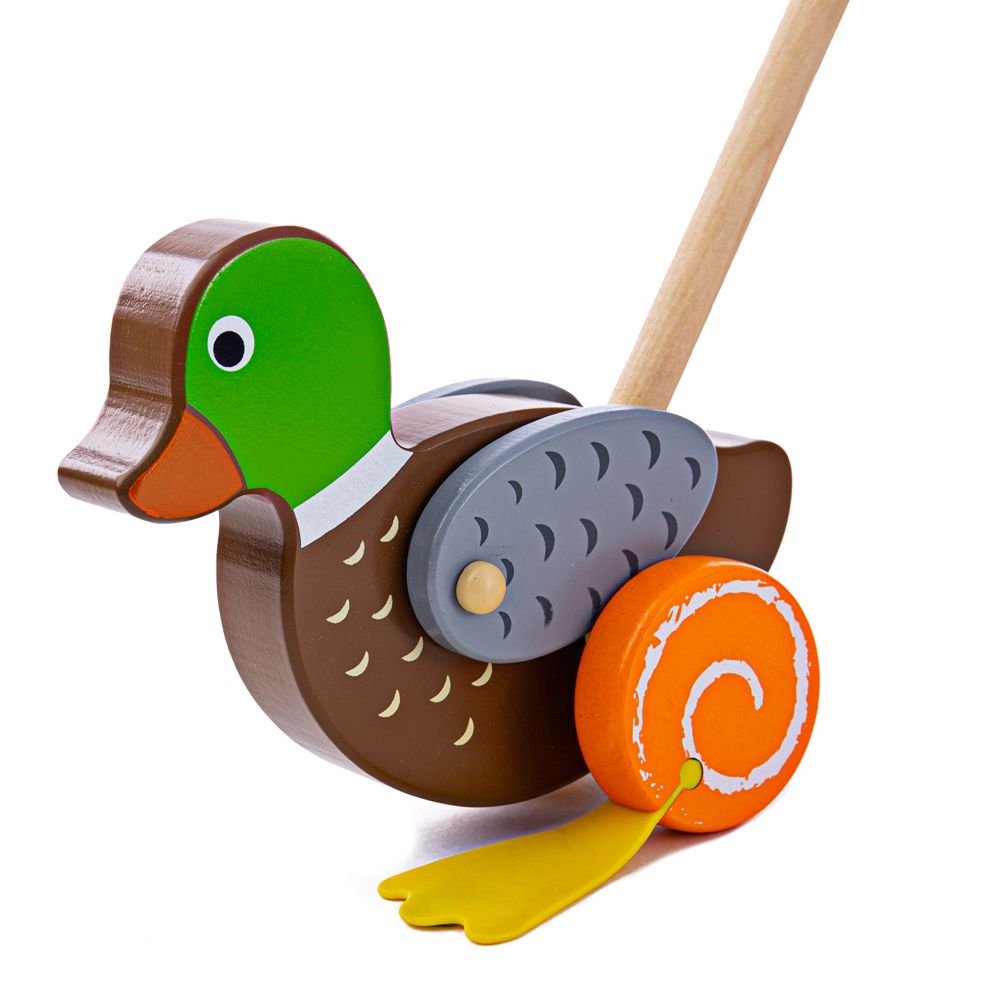 E-shop Bigjigs Toys Drevené strkadlo Kačka