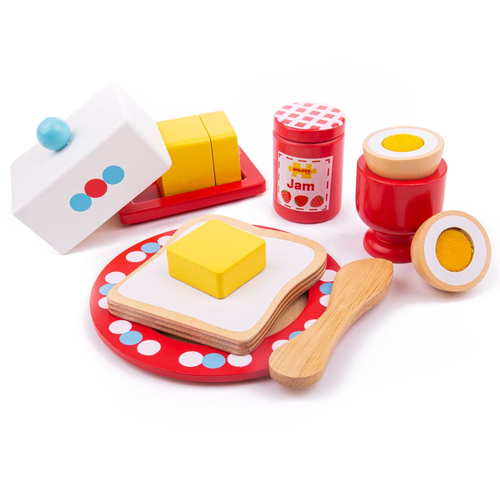E-shop Bigjigs Toys Drevený set s bodkami Raňajky