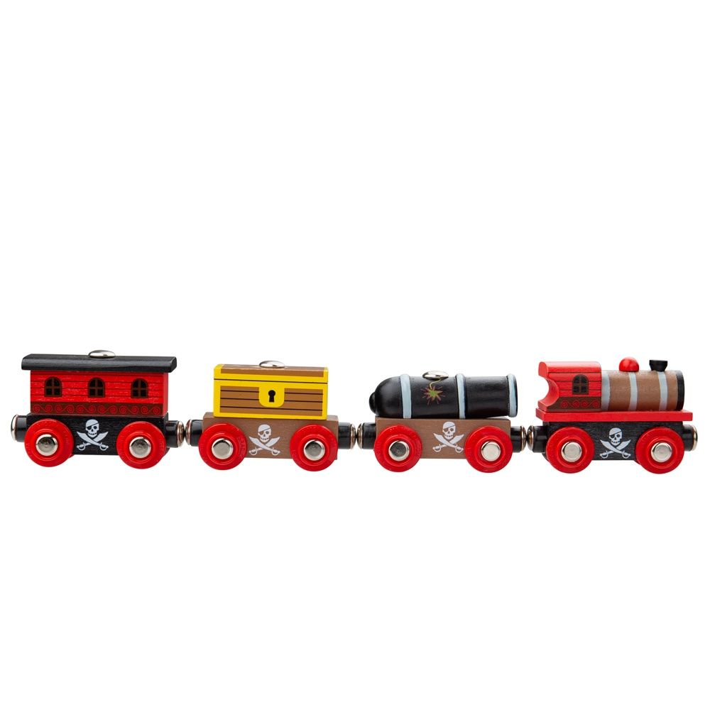 Bigjigs Rail Drevené vláčiky - Pirátsky vlak + 3 koľaje