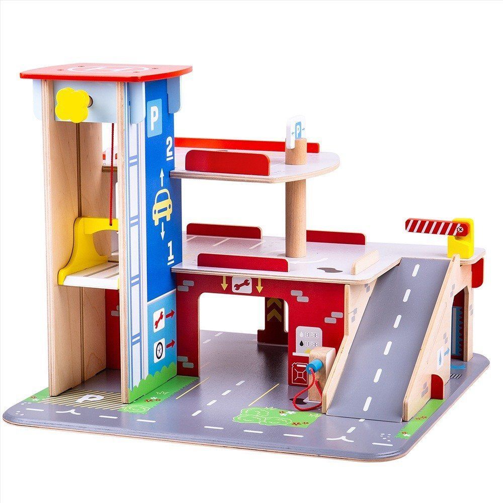 E-shop Bigjigs Toys Garáž s parkoviskom