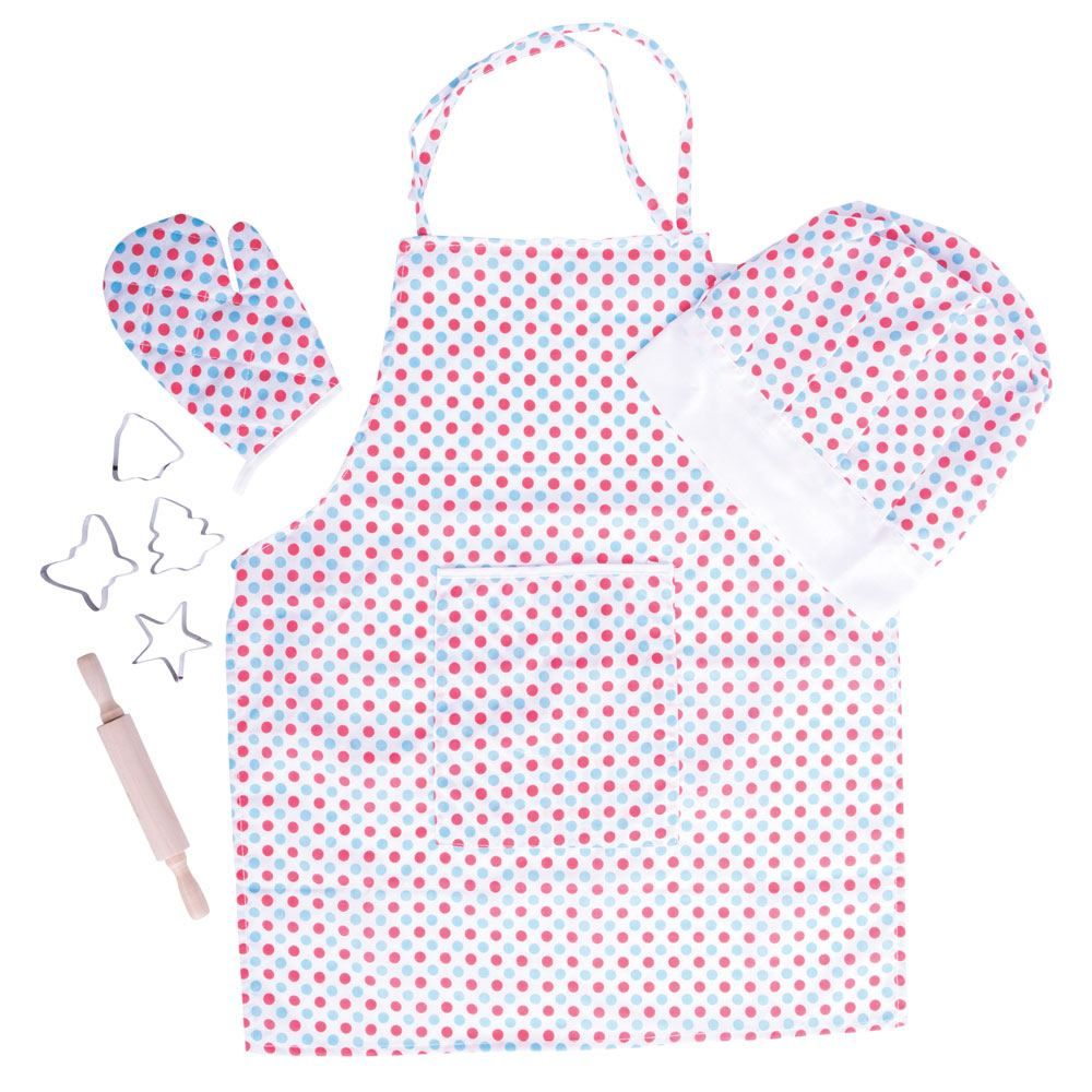 E-shop Bigjigs Toys Kuchársky bodkovaný set so zásterou
