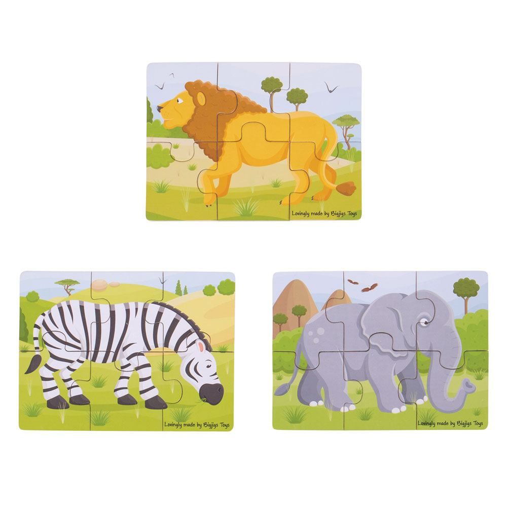 E-shop Bigjigs Toys Puzzle 3v1 Safari zvieratká