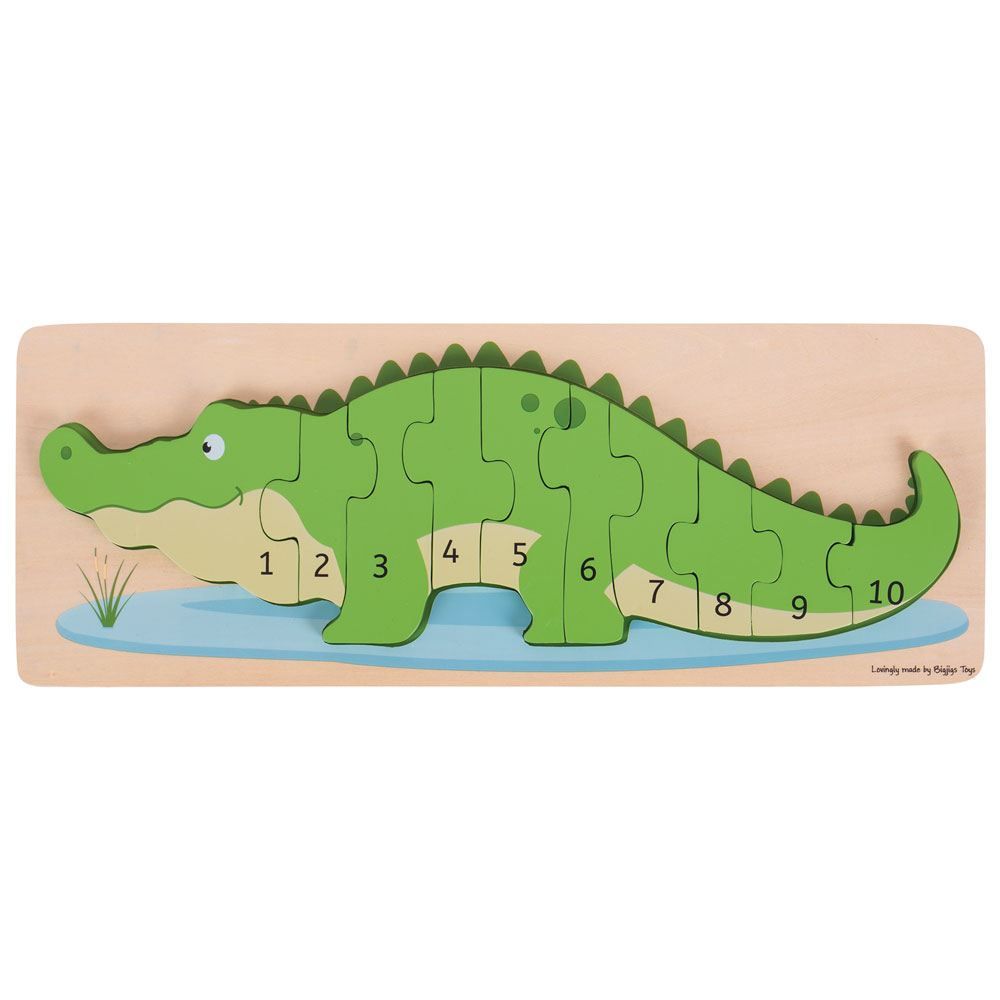 E-shop Bigjigs Toys Vkladacie puzzle - Krokodíl s číslami