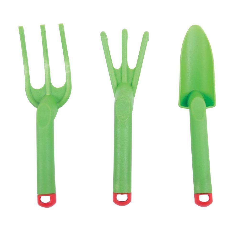 E-shop Bigjigs Toys Záhradný set náradia zelený 3 ks