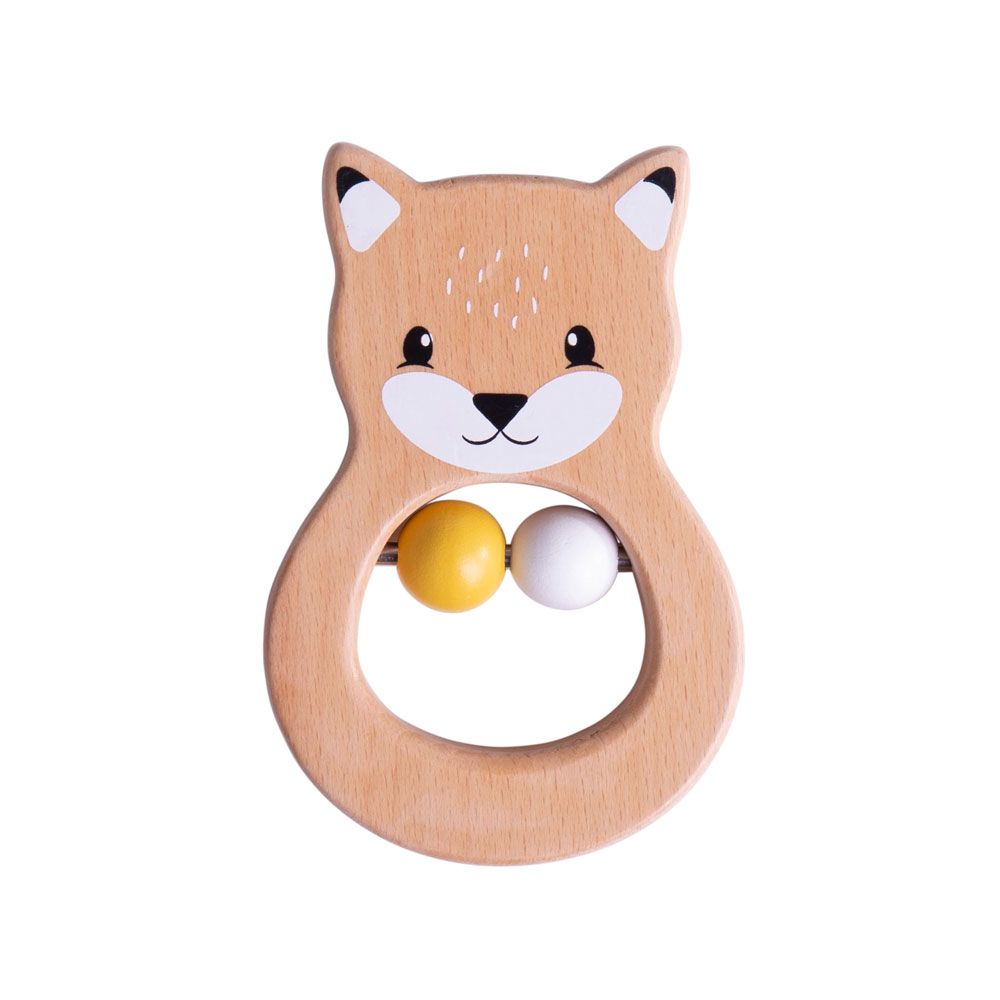 E-shop Bigjigs Toys Drevená hrkálka Líška
