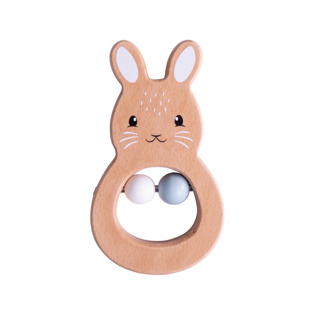 E-shop Bigjigs Toys Drevená hrkálka Zajko